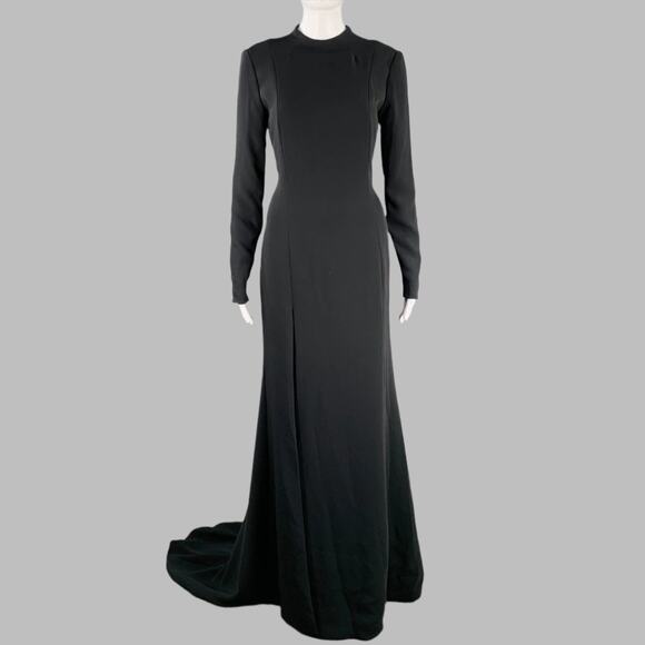 KAMPERETT Size S Arc Black Long Sleeve Keyhole Back Evening Gown - Picture 1 of 5